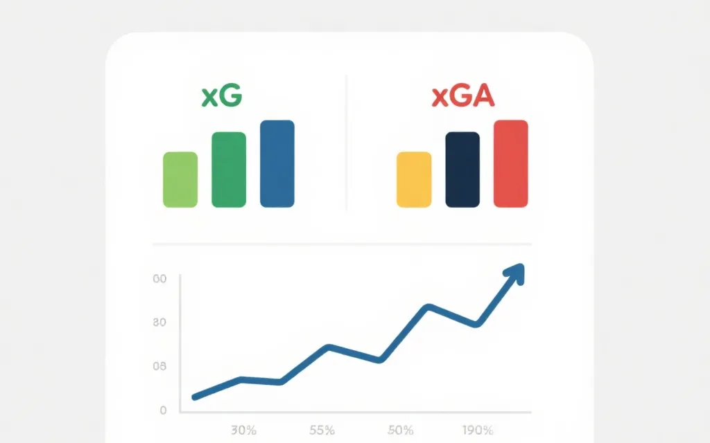 可视化示例：两队 xG 与 xGA 对比条形图与指数变化折线